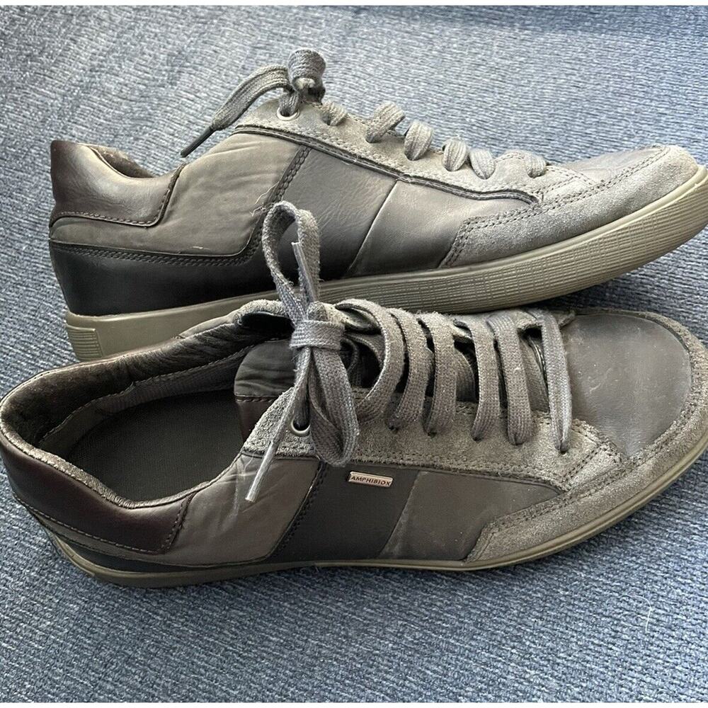 Geox Respira Shoes Mens 8 Leather Sneakers Black Breathable Comfort Walking‎ EUC